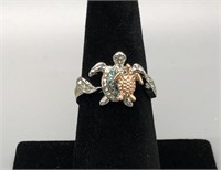 Sea Turtle Mother/Child Ring with Accent Stones