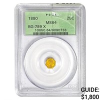1880 Octagonal California Gold Quarter PCGS MS64