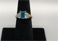 Nice Blue Topaz and Diamond Ring
