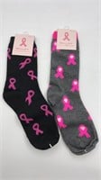 2 New Breast Cancer Awareness Socks Ladies Sz 9-11