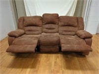 Brown Suede Reclining Couch 7ft wide