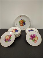 Mixed Fruit Plates with gold edging (12 small & 1