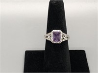 Purple Stone and Diamond Ring