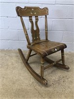 Paint Decorated Plank Seat Rocking Chair