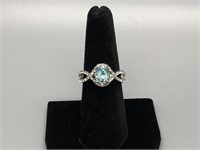 Really Nice Aquamarine and Diamond Twist Ring