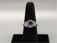 Purple Stone with Diamond Accent Cocktail Ring