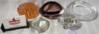 5 PCS GLASS W/PAPERWEIGHTS, FROG, DISHES