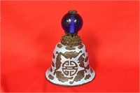 A Chinese Enamel Bell with Peking Glass Finial