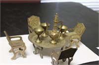 A Middle Eastern Miniature Brass Set