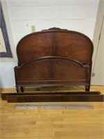 Antique double bedframes with rails (7 pieces)