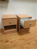 Two modern-style night stands with single draw