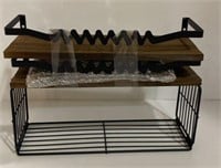 WOPITUES Floating Shelves with Wire Storage Basket