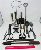 Lot Of Antique Tools, Kitchen Utensils & Rug