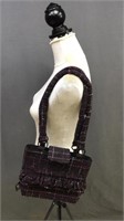 Cute Ruffled Tweed Handbag Magnetic Close Padded