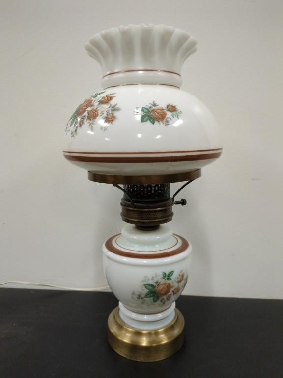 Antique lamp with white shade