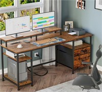 Furologee 61" Computer Desk with Power Outlet and