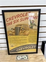 1938 Chevrolet dealer framed advertising poster