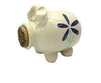 Piggy Bank 1/2 Full of Cents 5"W x 4"T