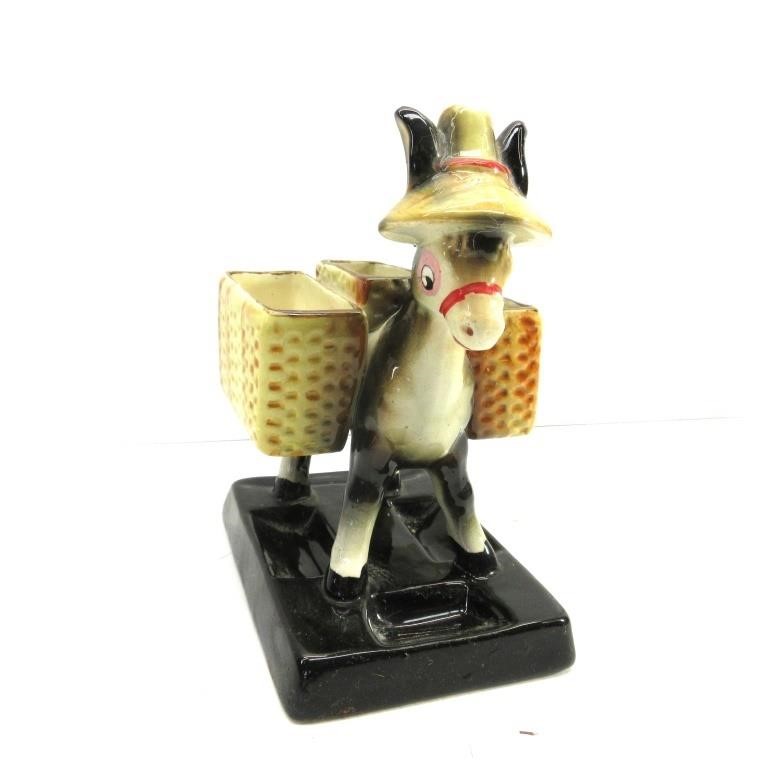 Ceramic Donkey Toothpick Holder 8"T