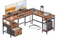 Furologee 66” L Shaped Desk with Power Outlet - NE