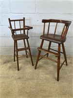 (2) Wooden Small High Chairs