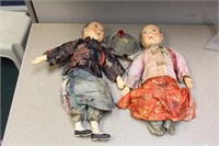 Lot of 2 Antique Chinese Dolls and Hats