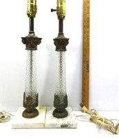 Italian Glass/Marble Lamps 28"T