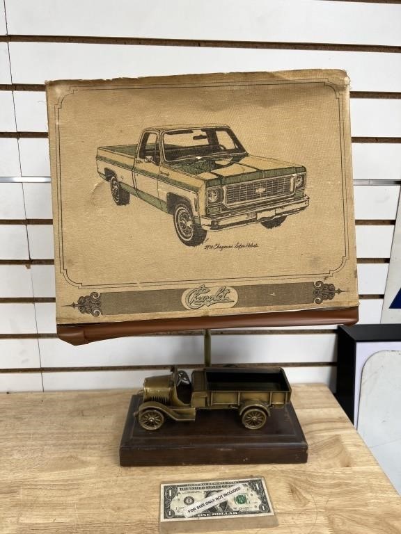 Vintage Chevrolet truck  dealer advertising desk