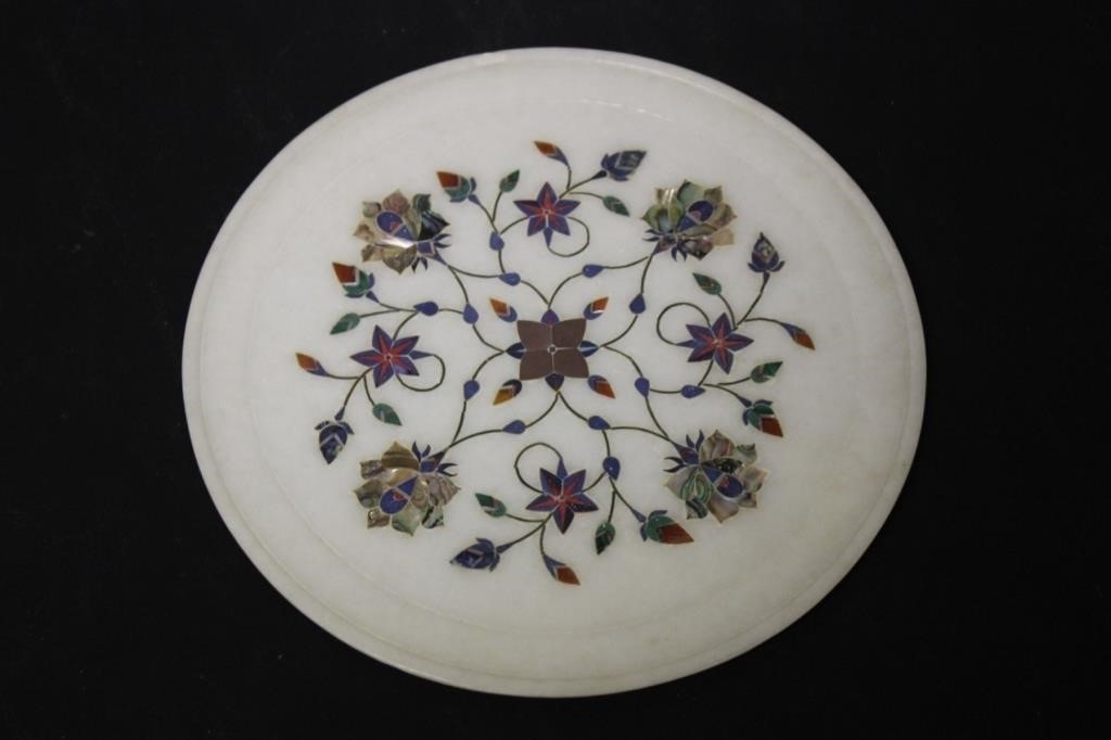 Vintage Mother Of Pearl Inlaid on Marble Tray