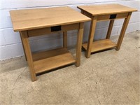 (2) Modern Oak 1-drawer Tables