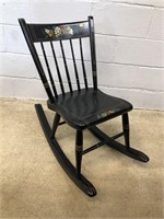 Paint Decorated Antique Spindle Back Rocking Chair
