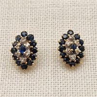 14K Gold Earrings Diamonds Spinels