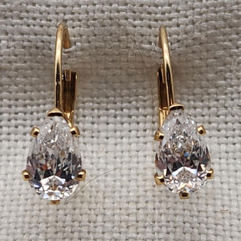 14K Gold Earrings Likely CZs