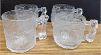 Set of 4 Flintstones glass mugs