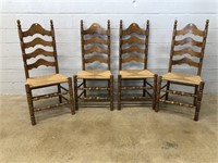 Set of 4 Rush Seat, Ladderback Chairs