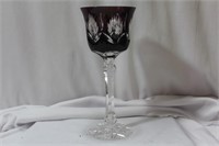 A Beautiful Amethyst Cut Glass Goblet