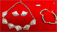 Siam Sterling Necklace, Earring, Broach