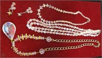 Costume Jewelry Glass Bead Necklace & Earrings