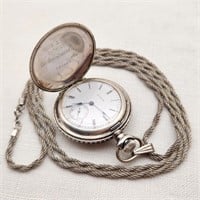 Elgin Coin Silver Watch + Silver Chain
