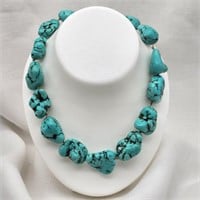 Turquoise Nugget Necklace 925 Catch
