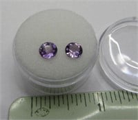 1.41cts Total 2 Amethysts Round Cut