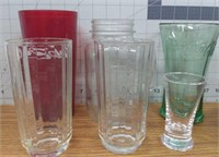Glass and plastic cup lot, coca-cola, golden