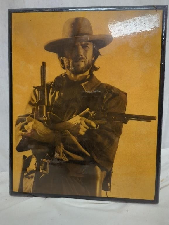 print on wood of clint eastwood