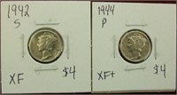 1942S & 1944P Mercury Dimes