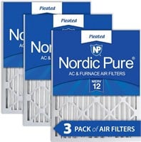 Nordic Pure 20x25x2 MERV 12 Pleated AC Furnace Air