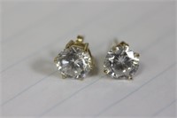 Set Of 2 14Kt Gold And Cz Earrings