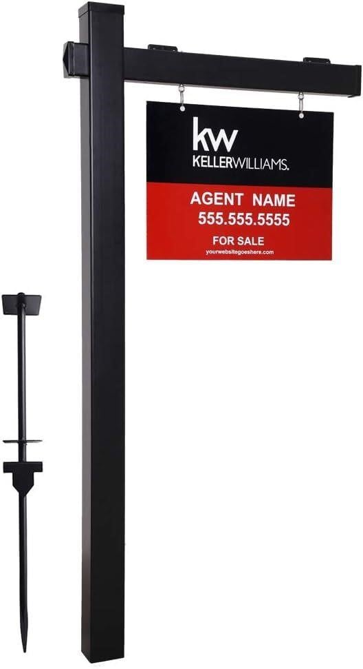 Vinyl PVC 6-Feet Black Real Estate Sign Post with