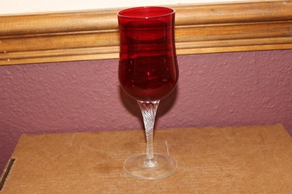 A Ruby Red Wire Glass Goblet