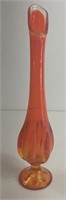 12” Vintage Orange Glass Vase