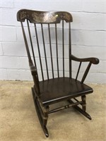 Stencil Decorated Spindle back Rocking Chair